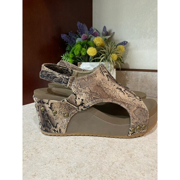 Corkys Shoes - Cabot Brown Snake Wedge Size 7 - Picture 8 of 9